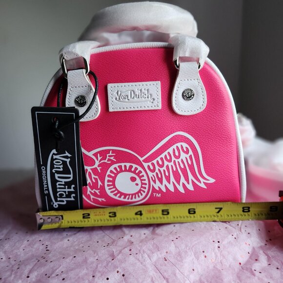 CS5A3826.jpg?v=1752769787&  Von Dutch NWT Hot Pink and White Bowling Bag with Detachable Strap